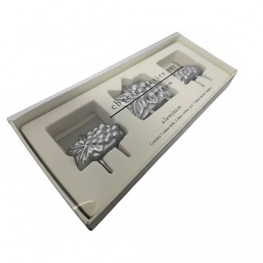 Pier 1 Aluminum Grape Cheese Service Set - New with Tags Charcuterie Party Set